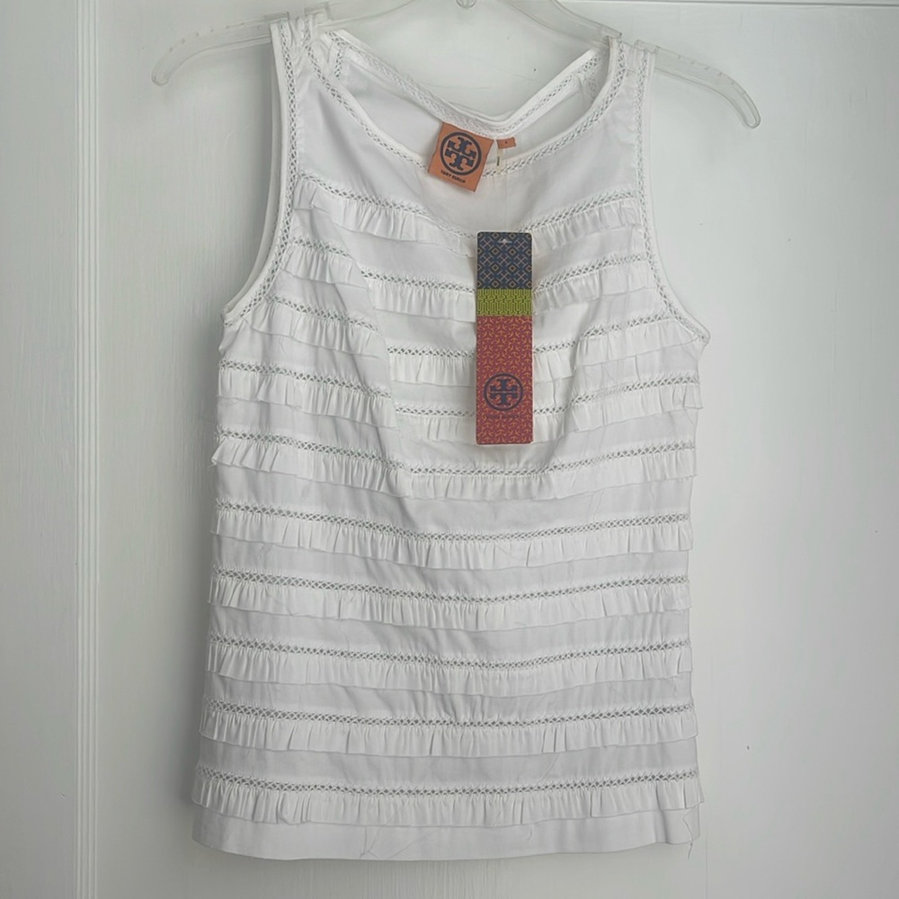 TORY BURCH SZ 2 WHITE IMOGEN TOP NWT